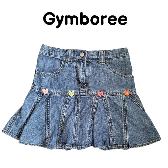 GYMBOREE Blue Adjustable Waist 100% Cotton Denim Jean Skort - Girls 8 - Picture 1 of 6